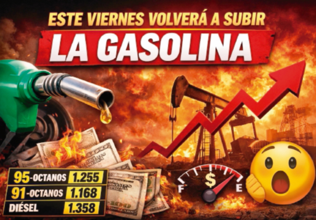 Gasolina y diésel suben de precio en Panamá desde este viernes